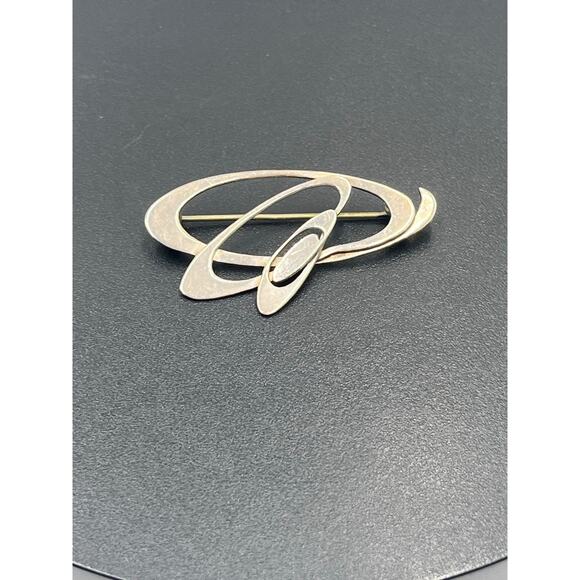 Vintage Sterling Silver Abstract Modernist Brooch Pin 1.75" Statement Jewelry - Picture 4 of 7